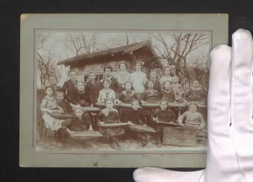 Fotografie Ansicht Geithain, Schüler der Zitherschule 1912 mit Zithern