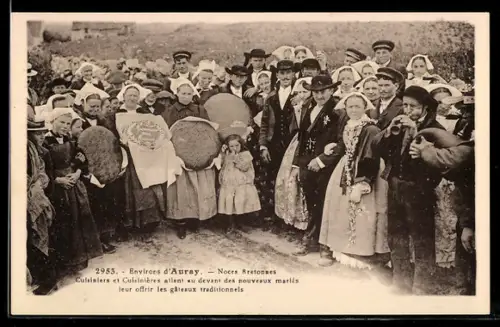AK Auray, Noces Bretonnes, Cuisiniers et Cuisinières allant au devant des nouveaux mariés