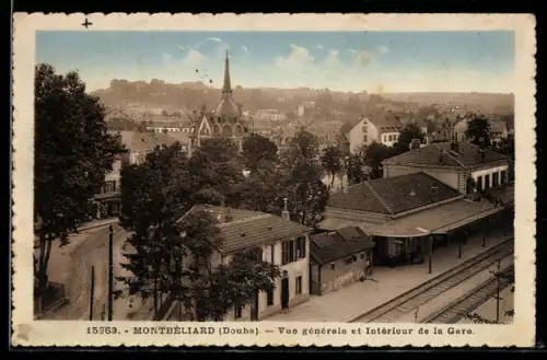 AK Montbéliard /Doubs, Vue générale et Intérieur de la Gare