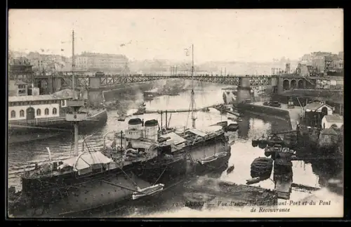 AK Brest, Vue d`ensemble de l`Avant-Port et du Pont de Recouvrance