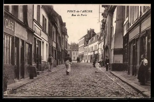 AK Pont-de-l`Arche, Rue de Paris, Café