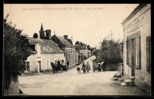 AK Sainte-Gemmes-sur-Loire, Rue Principale, Restaurant de la Loire, Paul Beziau