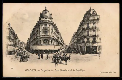 AK Orléans, Perspective des Rues Bannier et de la République