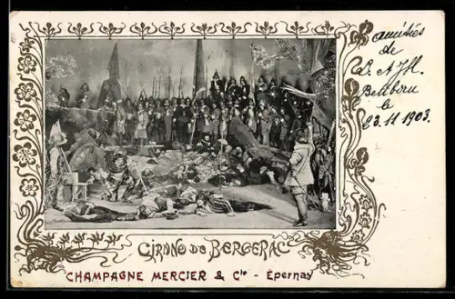 Künstler-AK Épernay, Champagne Mercier & Cie, Cirano de Bergerac