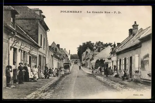 AK Folembray, La Grande Rue, Café