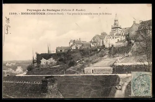 AK Moncontour /Côtes-du-Nord, Vue prise de la nouvelle route de St-Brieuc