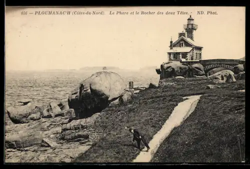 AK Ploumanac`h /Côtes-du-Nord, Le Phare et le Rocher des deux Têtes