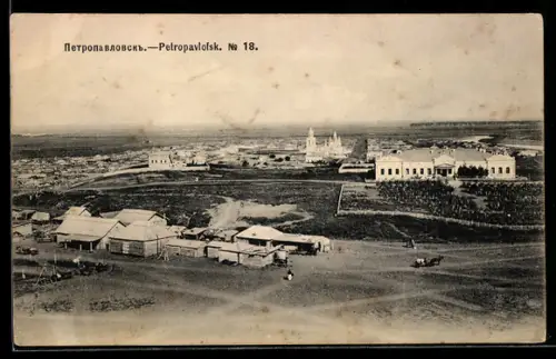 AK Petropawslowsk, Ortsansicht mit Kirche
