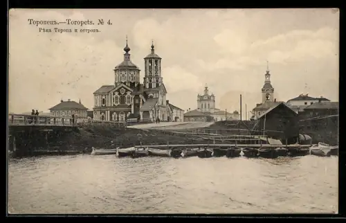 AK Toropets, Teilansicht der Stadt vom Fluss Toropa aus