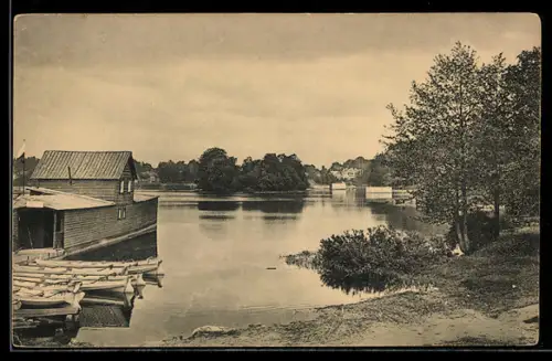 AK Pargolowo, Blick auf den Staroschilowski-See, Rotes Kreuz