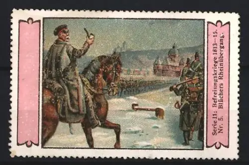 Reklamemarke Befreiungskriege 1813-15, Blüchers Rheinübergang, Reiter auf Pferd