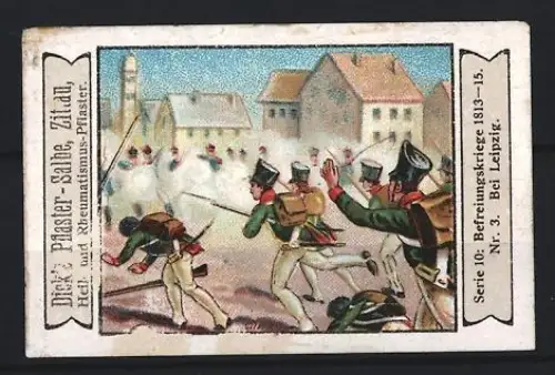 Reklamemarke Zittau, Dick`s Plaster-Salbe, Befreiungskriege 1813-15 bei Leipzig