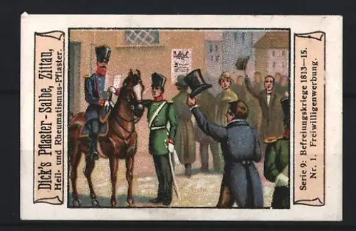 Reklamemarke Zittau, Dick`s Plaster-Salbe, Freiwilligenwerbung 1813-15