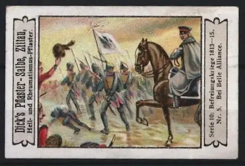 Reklamemarke Zittau, Dick`s Pflaster-Salbe, Befreiungskriege, Schlacht bei Belle Alliance 1815