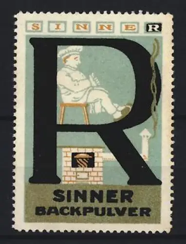 Reklamemarke Sinner, Backpulver, Bäcker und Ofen