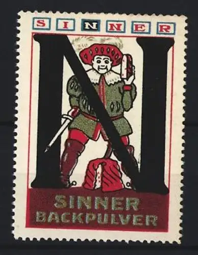 Reklamemarke Sinner, Backpulver, Ritter mit Schwert