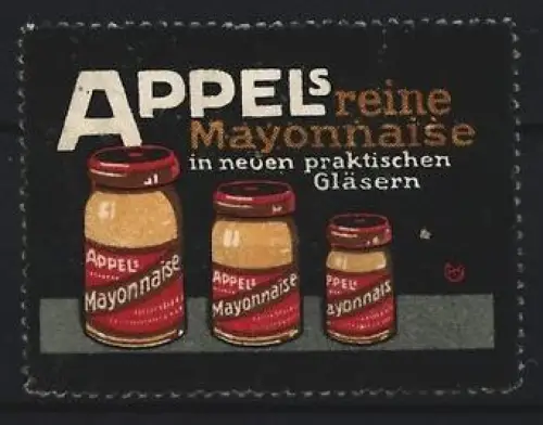 Reklamemarke Appel`s, Delikatessengeschäft, Mayonnaise, Gläser