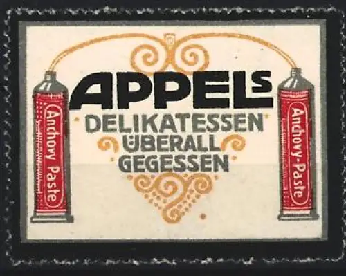 Reklamemarke Appel, Delikatessengeschäft, Anchovy Paste