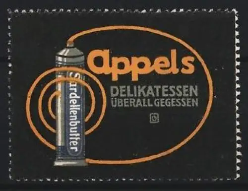 Reklamemarke Appel, Delikatessengeschäft, Sardellenbutter-Tube