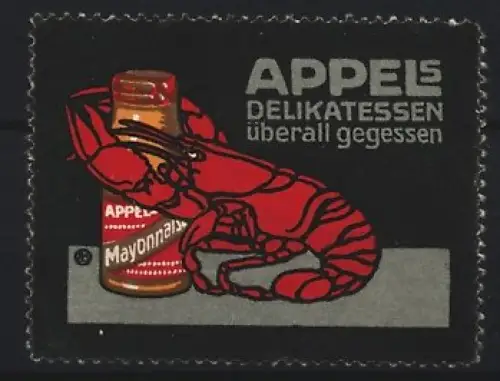 Reklamemarke Appel, Delikatessengeschäft, Hummer mit Mayonnaise