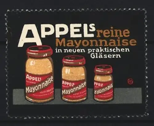 Reklamemarke Appels, Delikatessengeschäft, reine Mayonnaise, Gläsertrio