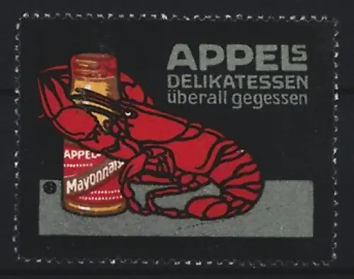 Reklamemarke Appel, Delikatessengeschäft, Hummer mit Mayonnaiseglas