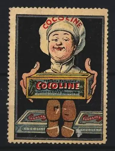 Reklamemarke Cocoline, Speisefett, Koch mit Verpackung