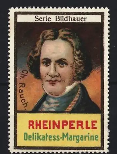 Reklamemarke Rheinperle, Delikatess-Margarine, Bildhauer Ch. Rauch