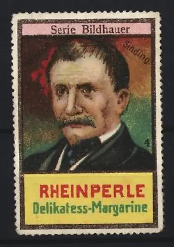 Reklamemarke Rheinperle, Margarinefabrik, Delikatess-Margarine, Bildhauer Sinding