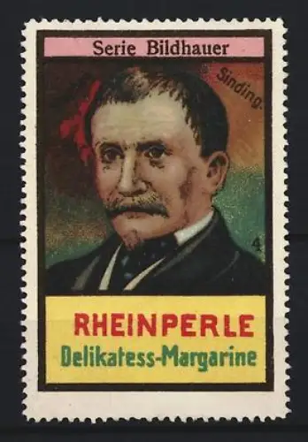 Reklamemarke Rheinperle, Margarinefabrik, Delikatess-Margarine, Bildhauer Sinding