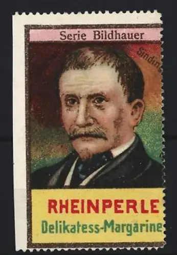 Reklamemarke Rheinperle, Margarinefabrik, Delikatess-Margarine, Bildhauer Sinding