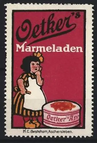 Reklamemarke Oetker, Marmeladen, Mädchen mit Marmeladentopf