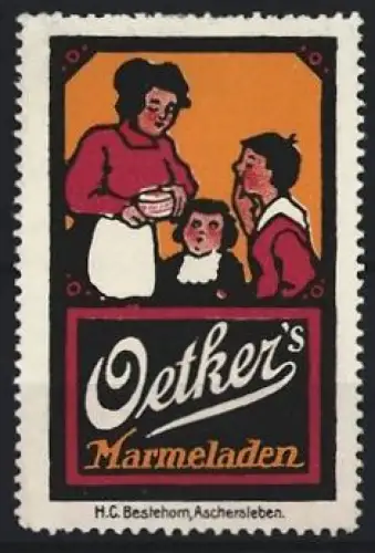Reklamemarke Oetker, Marmeladen, Familie mit Kindern