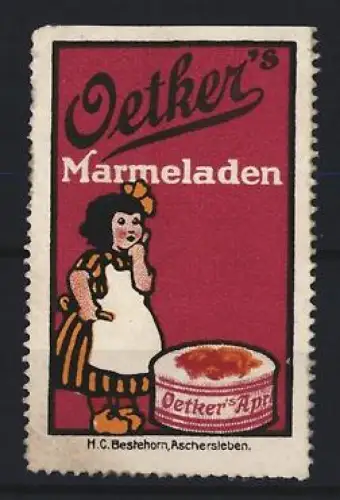 Reklamemarke Oetker, Marmeladen, Mädchen mit Marmeladenglas