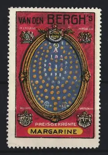 Reklamemarke Van den Bergh, Margarinefabrik, Spiegel mit Medaillen