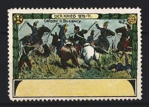 Reklamemarke Buzancy, Der Krieg 1870-71, Gefecht Reiterszene