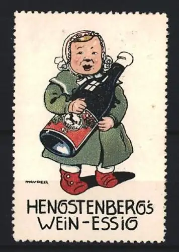 Reklamemarke Hengstenberg, Wein-Essig, Kind mit Essigflasche