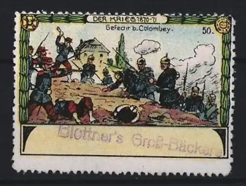 Reklamemarke Colombey, Gefecht b. Colombey, Der Krieg 1870-71, Soldaten im Kampf