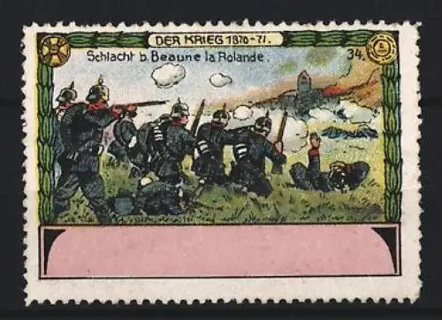 Reklamemarke Beaune la Rolande, Schlacht 1870-71, Soldaten im Gefecht