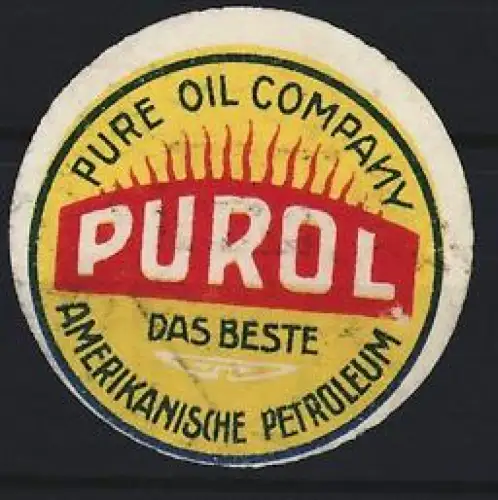 Reklamemarke Pure Oil Company, Purol, Petroleum, Flammensymbol