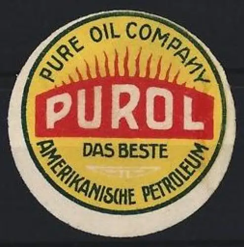 Reklamemarke Pure Oil Company, Purol, Amerikanisches Petroleum, Flammensymbol