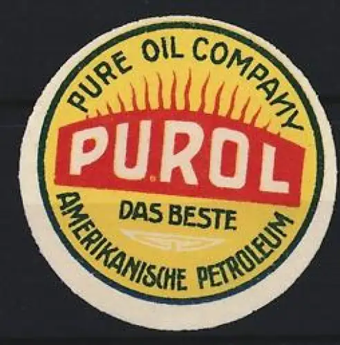 Reklamemarke Pure Oil Company, Purol, Amerikanisches Petroleum, Purol-Logo