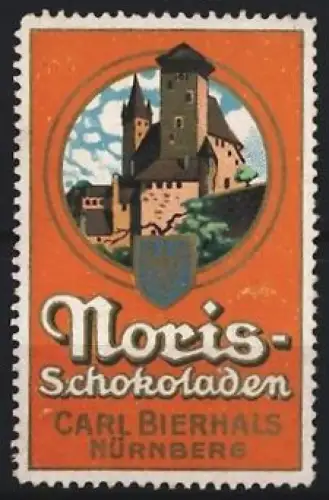 Reklamemarke Nürnberg, Carl Bierhals, Noris-Schokoladen, Burgansicht