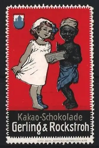 Reklamemarke Gerling & Rockstroh, Kakao-Schokolade, Kinder mit Schokoladentafel