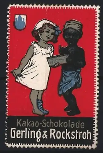 Reklamemarke Gerling & Rockstroh, Schokolade und Zuckerwaren, zwei Kinder mit Tafel Schokolade