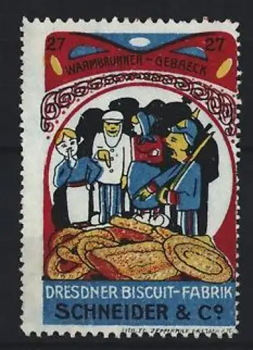 Reklamemarke Dresden, Schneider & Co, Biscuit-Fabrik, Bäcker und Gebäck