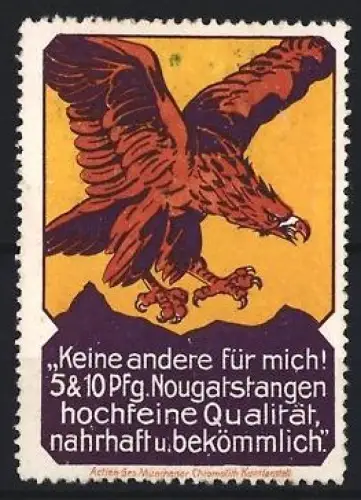 Reklamemarke Nougatstangenfabrik, Adler im Sturzflug