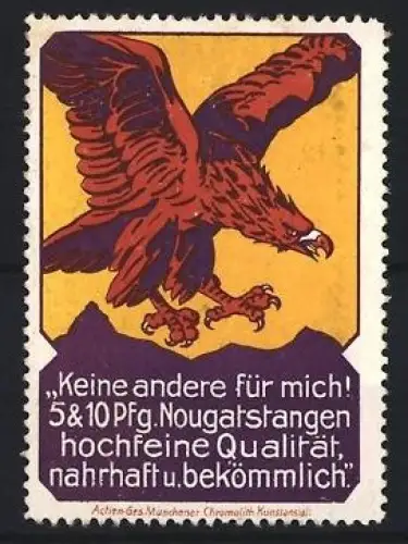 Reklamemarke Nougatstangenfabrik, Adler im Sturzflug