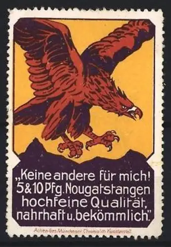 Reklamemarke Nougatstangenfabrik, Adler im Sturzflug