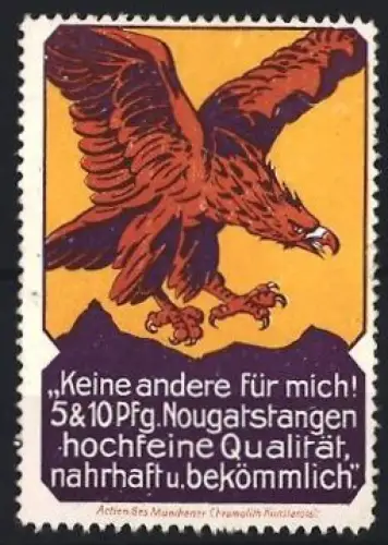 Reklamemarke Nougatstangenfabrik, Adler im Sturzflug